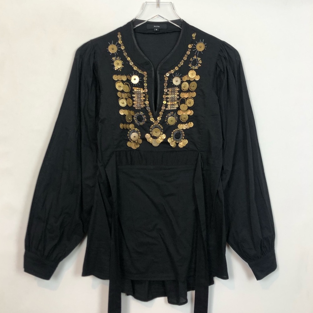 Milla Black Embellished Tie Waist Tunic Small